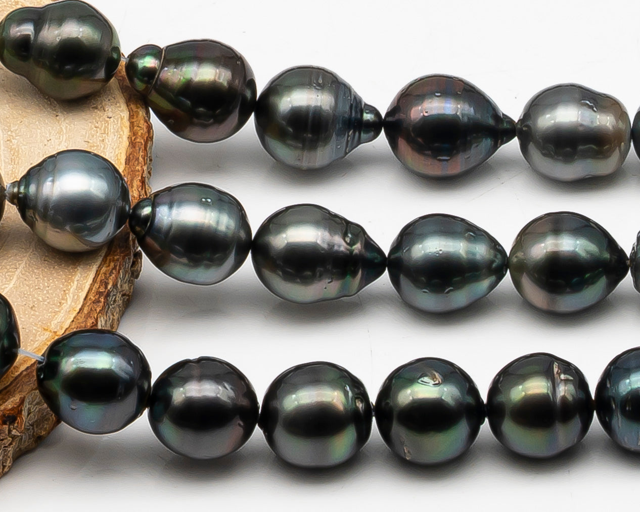 12-13mm Tahitian Pearl Full Strand with Minor Blemishes, Natural Colors, SKU # 3365TH
