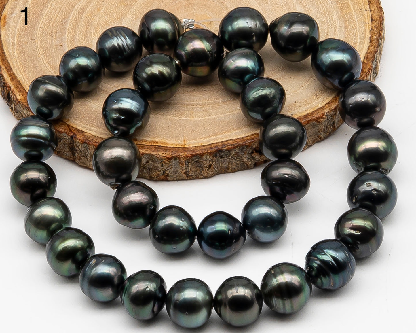 12-13mm Tahitian Pearl Full Strand with Minor Blemishes, Natural Colors, SKU # 3365TH