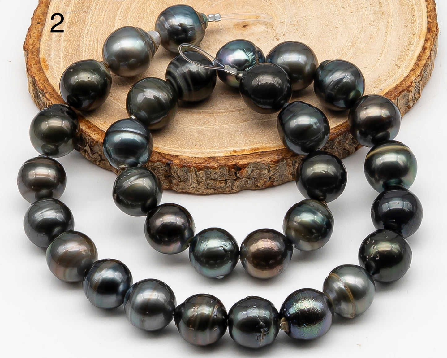 12-13mm Tahitian Pearl Full Strand with Minor Blemishes, Natural Colors, SKU # 3365TH