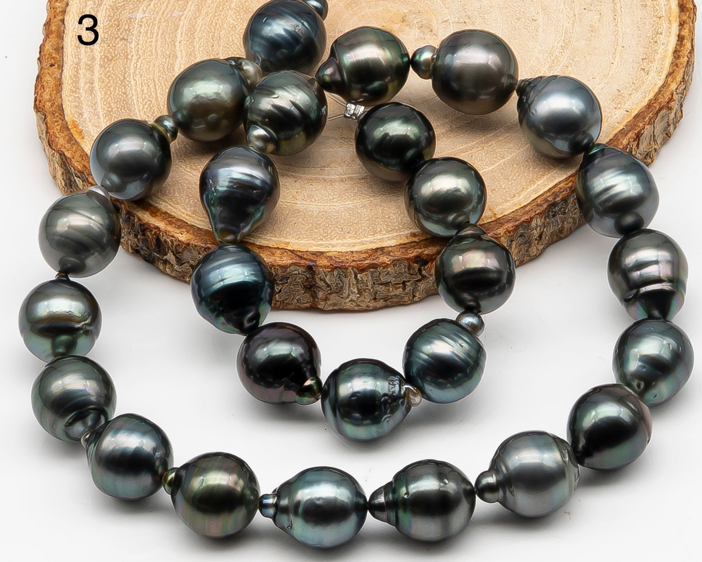 12-13mm Tahitian Pearl Full Strand with Minor Blemishes, Natural Colors, SKU # 3365TH