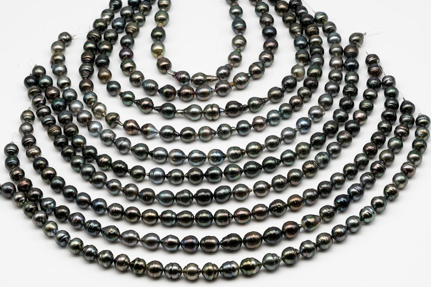 11-12mm Tahitian Pearl Full Strand with Minor Blemishes, Natural Colors, SKU # 3366TH