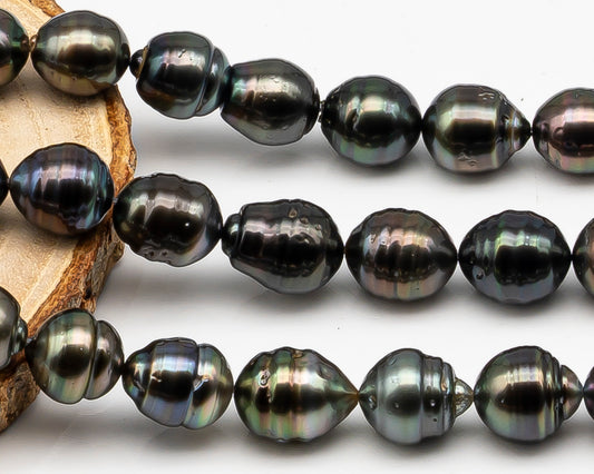 11-12mm Tahitian Pearl Full Strand with Minor Blemishes, Natural Colors, SKU # 3366TH