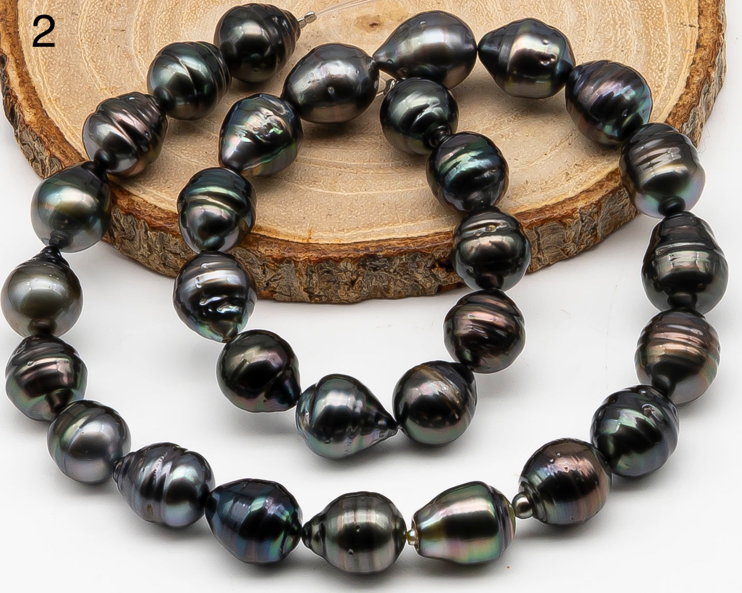 11-12mm Tahitian Pearl Full Strand with Minor Blemishes, Natural Colors, SKU # 3366TH