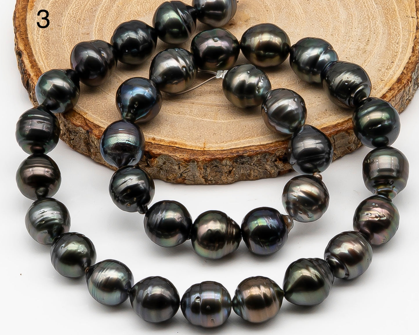 11-12mm Tahitian Pearl Full Strand with Minor Blemishes, Natural Colors, SKU # 3366TH
