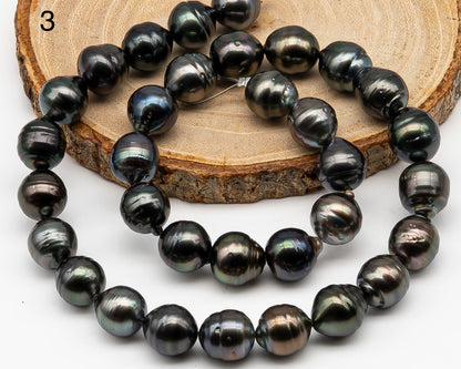11-12mm Tahitian Pearl Full Strand with Minor Blemishes, Natural Colors, SKU # 3366TH