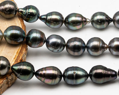 11-12mm Tahitian Pearl Full Strand with Minor Blemishes, Natural Colors, SKU # 3367TH