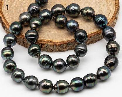 11-12mm Tahitian Pearl Full Strand with Minor Blemishes, Natural Colors, SKU # 3368TH