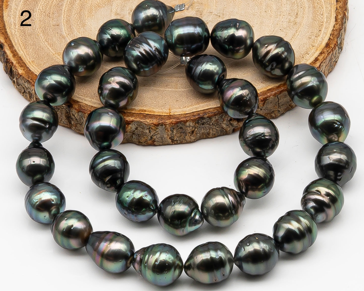 11-12mm Tahitian Pearl Full Strand with Minor Blemishes, Natural Colors, SKU # 3368TH