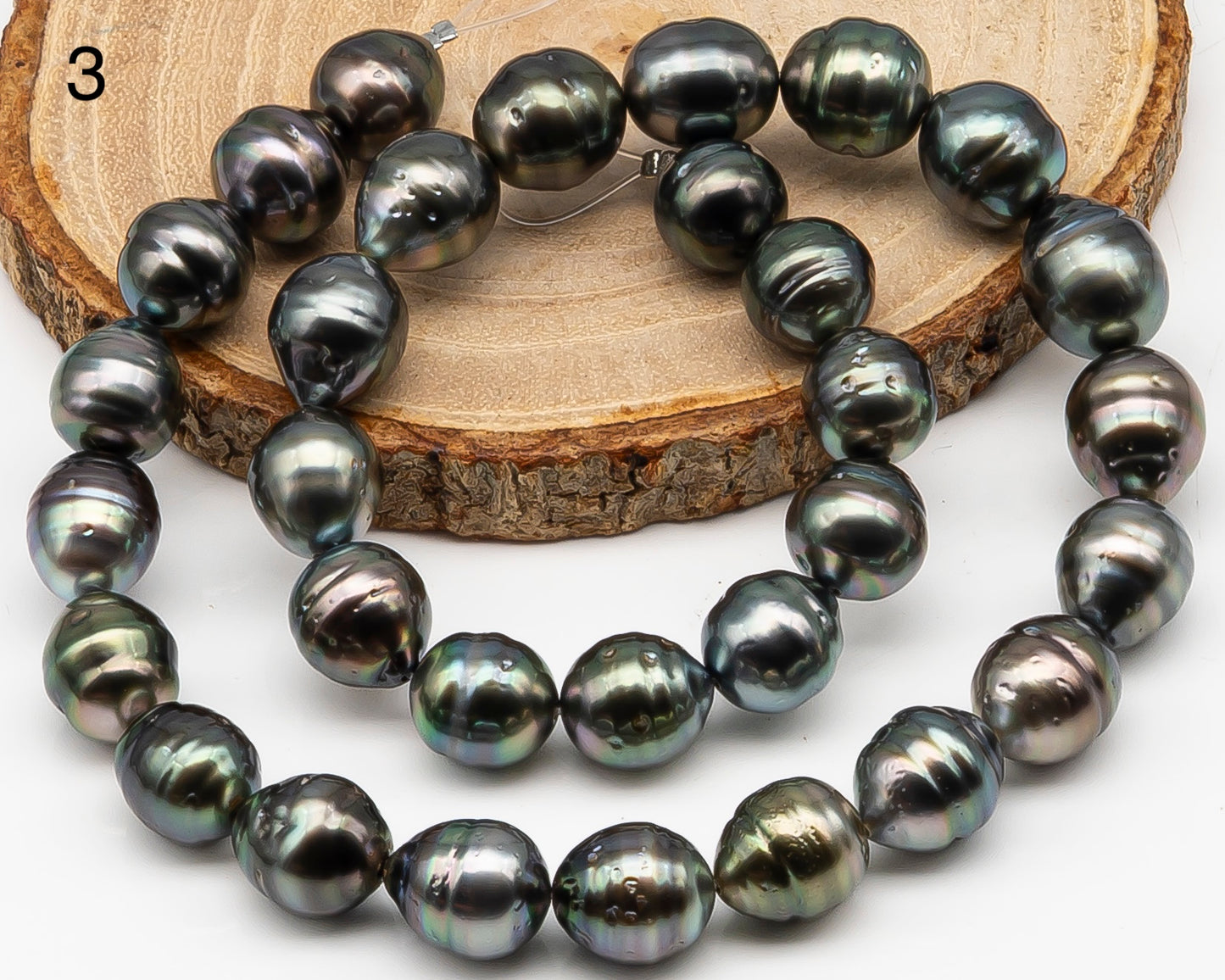 11-12mm Tahitian Pearl Full Strand with Minor Blemishes, Natural Colors, SKU # 3368TH