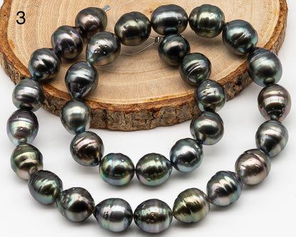 11-12mm Tahitian Pearl Full Strand with Minor Blemishes, Natural Colors, SKU # 3368TH