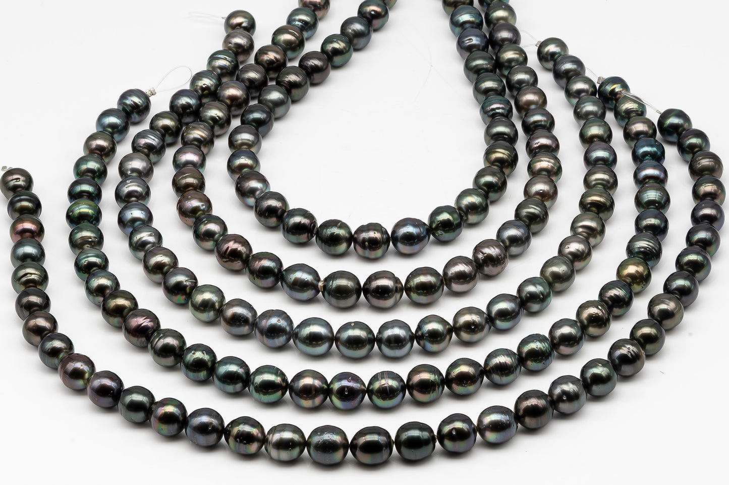 11-12mm Tahitian Pearl Full Strand with Minor Blemishes, Natural Colors, SKU # 3369TH