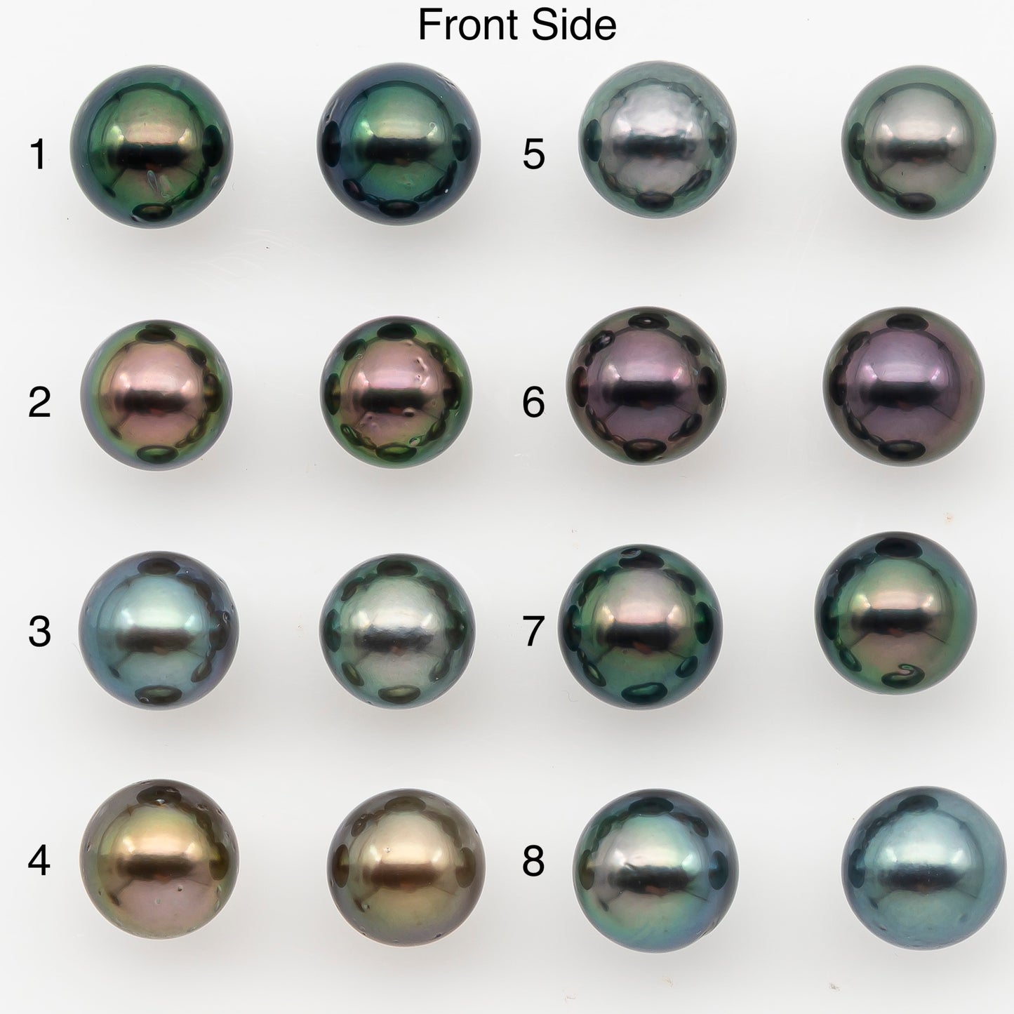 8-9mm Round Tahitian Pearl Pairs with High Luster and Natural Color with Minor Blemishes, for Jewelry Making Supplies, SKU # 3373TH