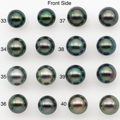 8-9mm Round Tahitian Pearl Pairs with High Luster and Natural Color with Minor Blemishes, for Jewelry Making Supplies, SKU # 3373TH