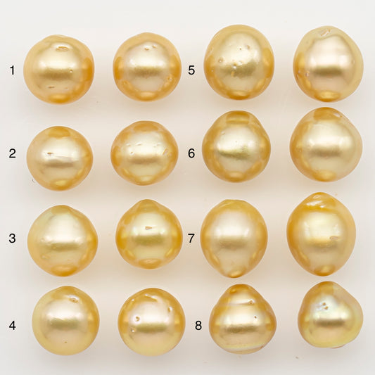 10-11mm Matched Pair South Sea Pearl, Undrilled with Natural Color and Minor Blemishes for Jewelry Making, SKU # 3374TH