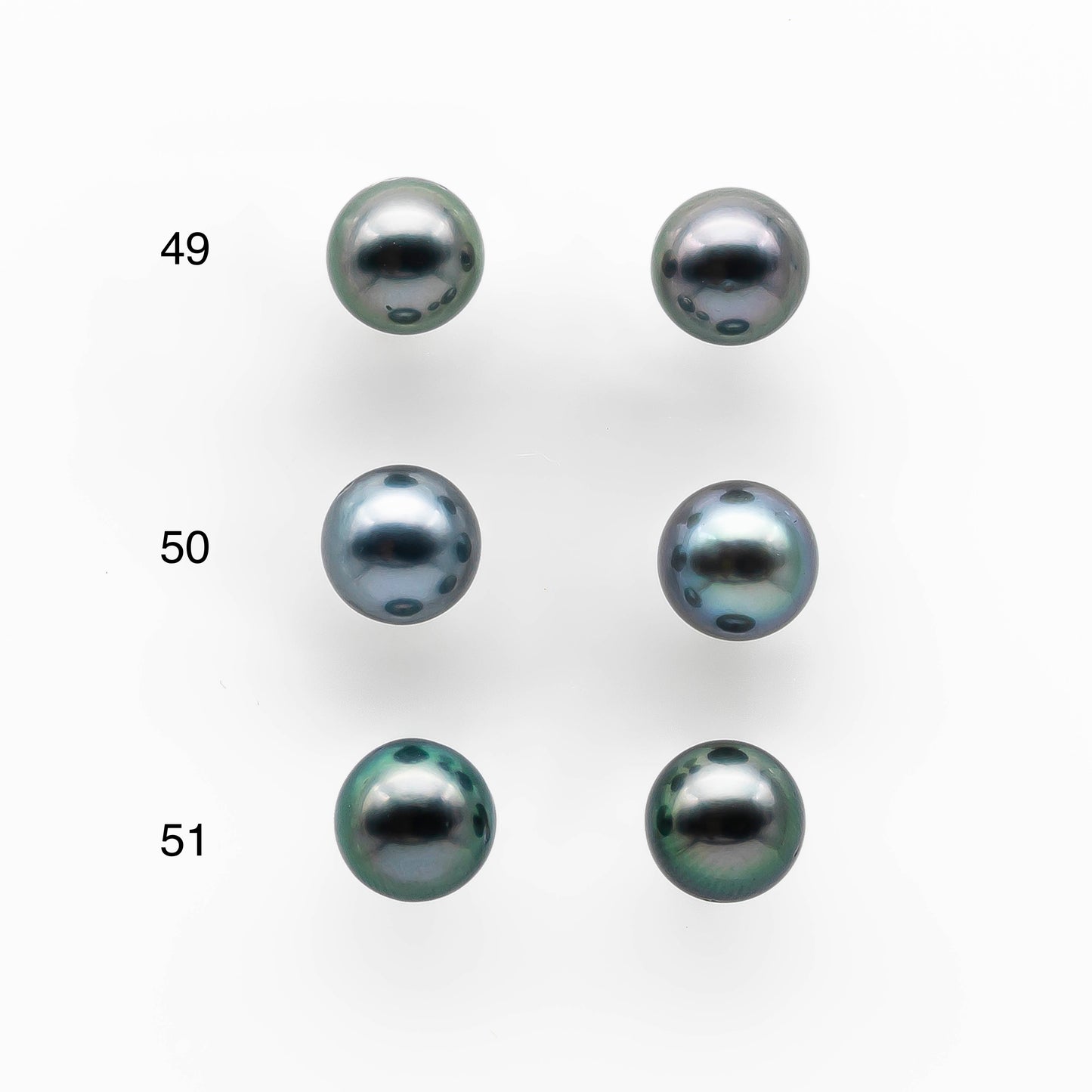 8-9mm  Matching Pair Near Round Tahitian Pearl Undrilled with High and Minor Blemish, For Making Earring, SKU # 2034TH