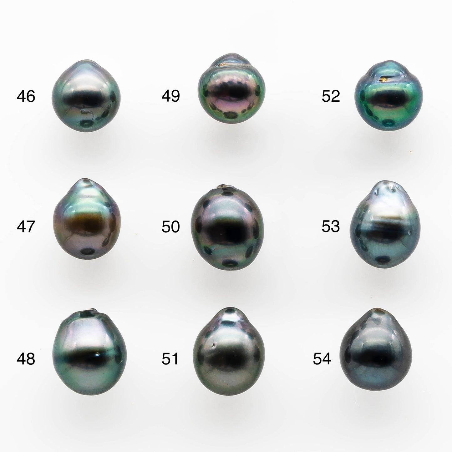 8-9mm Tahitian Pearl Drop with High Luster and Natural Color with Minor Blemishes, Loose Single Piece Undrilled, SKU # 2046TH