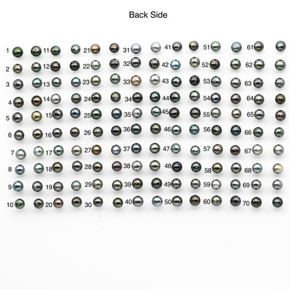 8-9mm Matching Pair Near Round Tahitian Pearl in Amazing Luster with Minor Blemish, Undrilled for Making Earring or Pendant, SKU # 2213TH