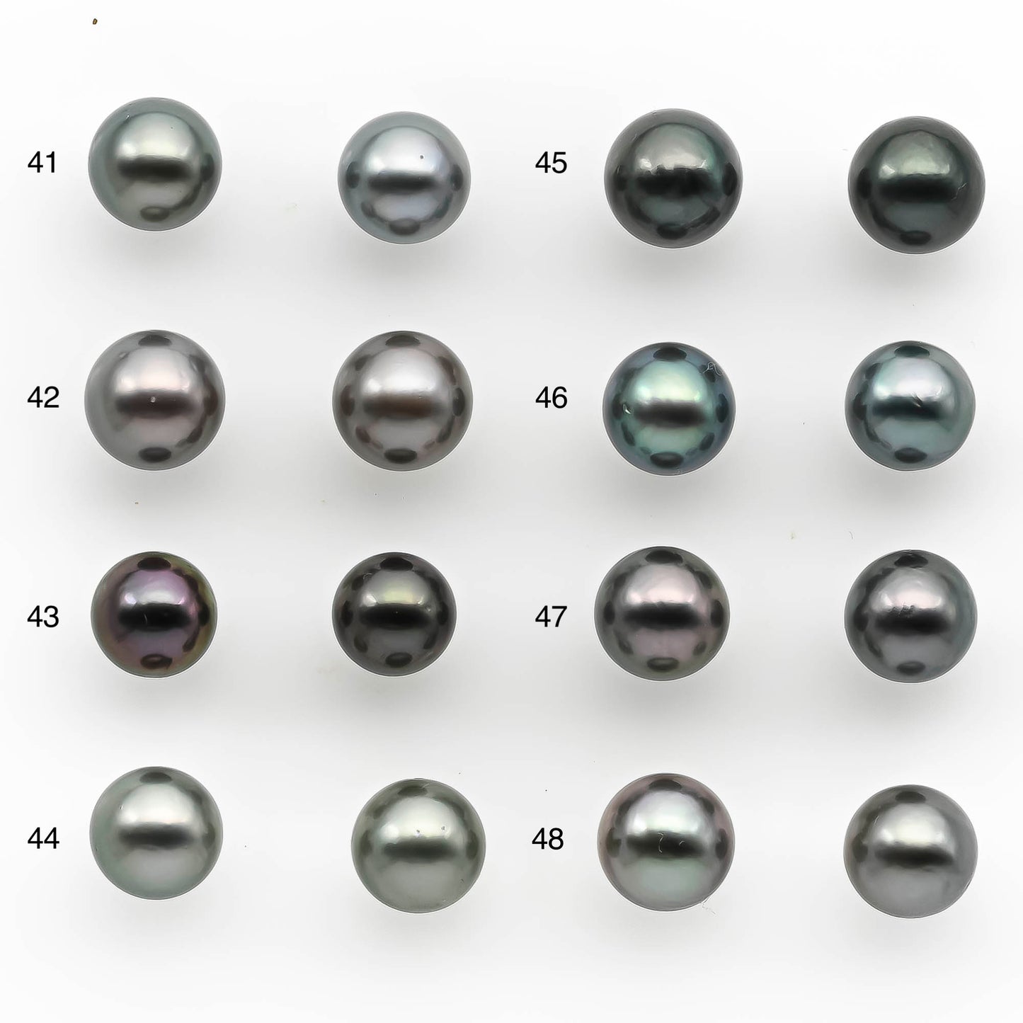 8-9mm Matching Pair Round Tahitian Pearl Loose Undrilled with Minor Blemish and High Luster, For Making Earring, SKU # 2214TH