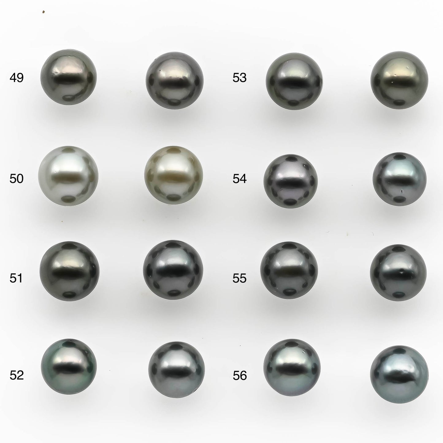 8-9mm Matching Pair Round Tahitian Pearl Loose Undrilled with Minor Blemish and High Luster, For Making Earring, SKU # 2214TH