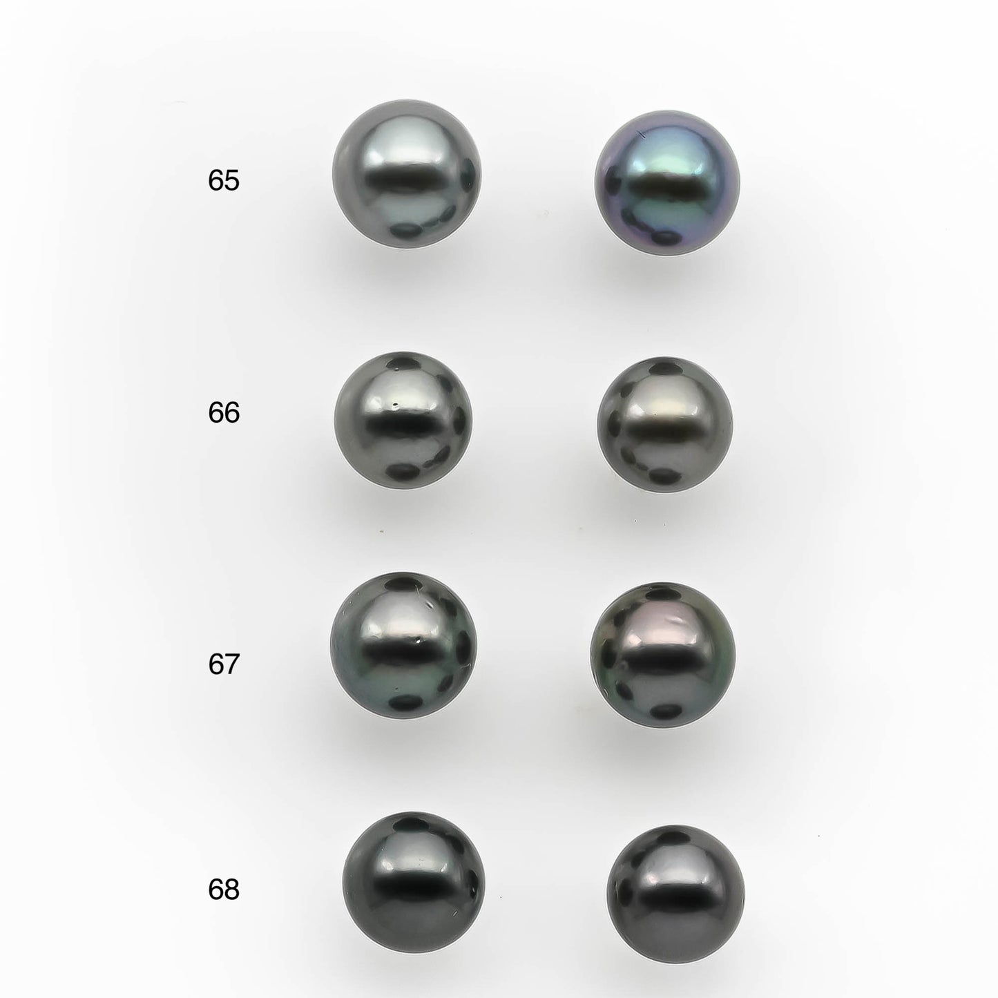 8-9mm Matching Pair Round Tahitian Pearl Loose Undrilled with Minor Blemish and High Luster, For Making Earring, SKU # 2214TH