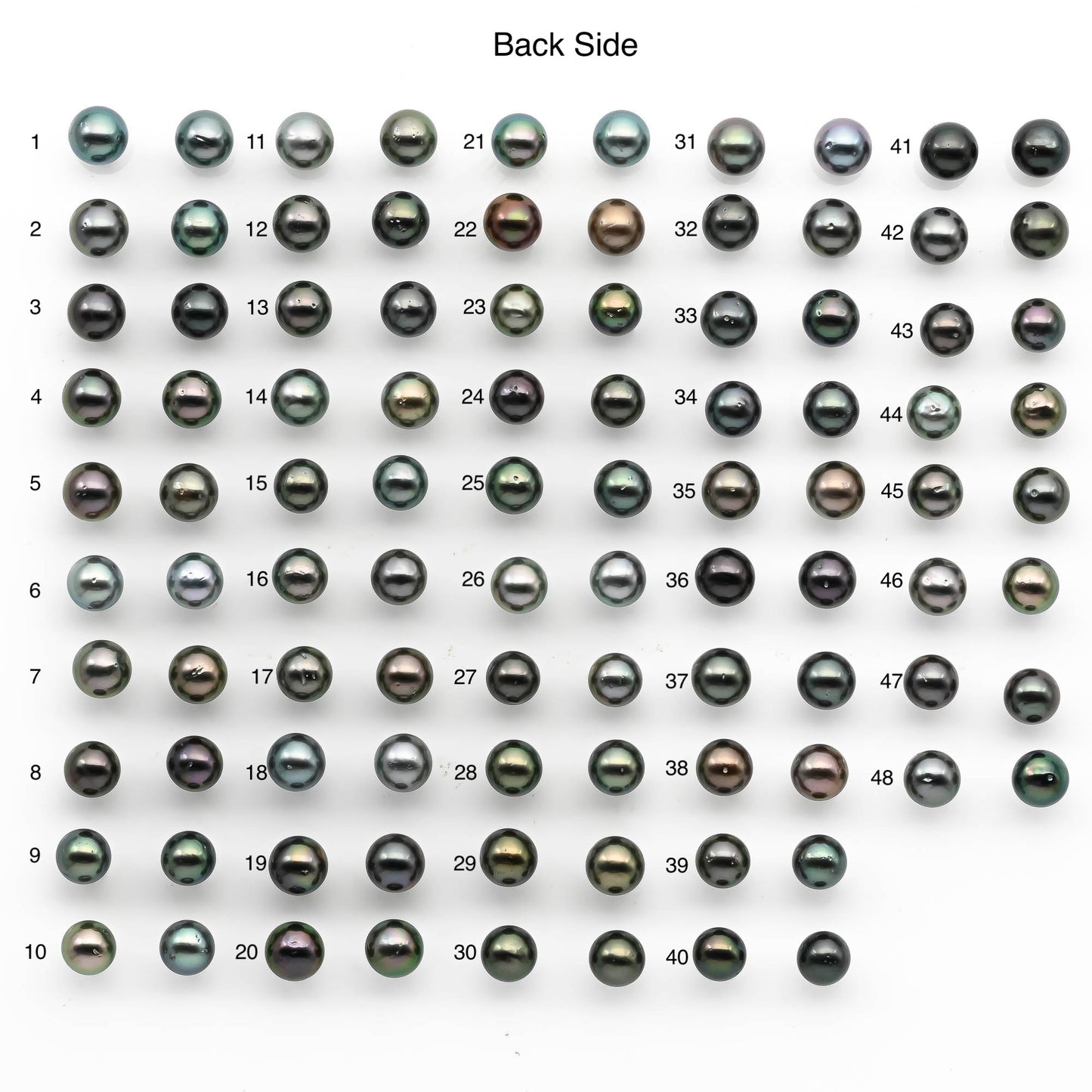 8-9mm Matching Pair Round Tahitian Pearl in Amazing Luster with Minor Blemish, Undrilled for Making Earring or Pendant, SKU # 2215TH