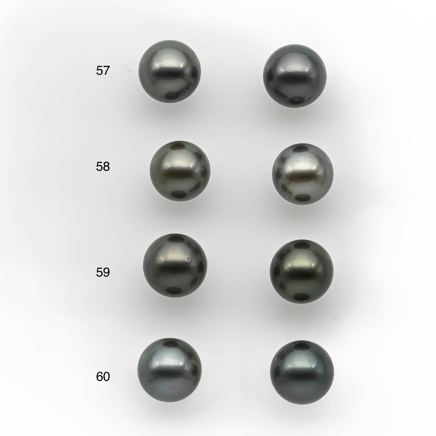 9-10mm Matching Pair Round Tahitian Pearl Loose Undrilled with Minor Blemish, For Making Earring, SKU # 2217TH