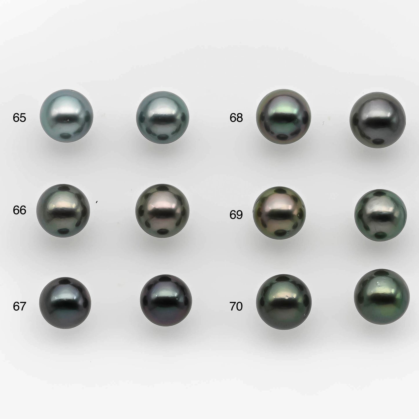 9-10mm Matching Pair Round Tahitian Pearl in Amazing Luster with Minor Blemish, Undrilled for Making Earring or Pendant, SKU # 2219TH