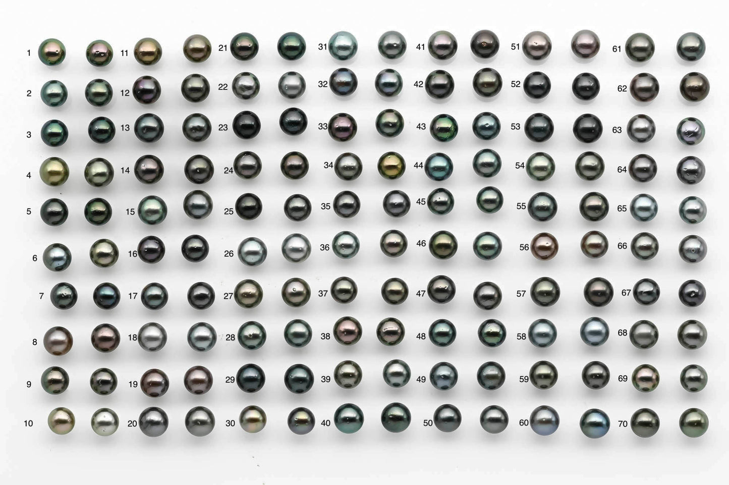 9-10mm Matching Pair Round Tahitian Pearl in Amazing Luster with Minor Blemish, Undrilled for Making Earring or Pendant, SKU # 2219TH