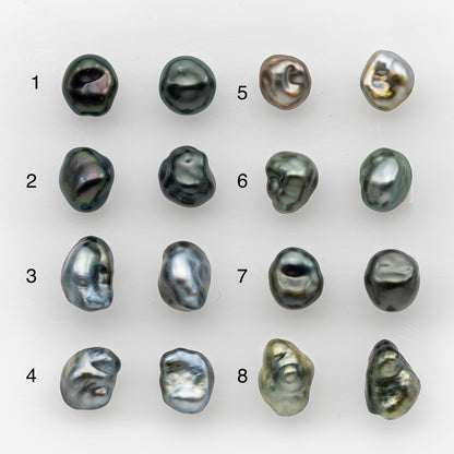 7x10mm Tahitian Keshi Pearl Pairs, Matched Loose Undrilled for Making Earring, High Luster for Jewelry Making Supplies, SKU # 2944TH