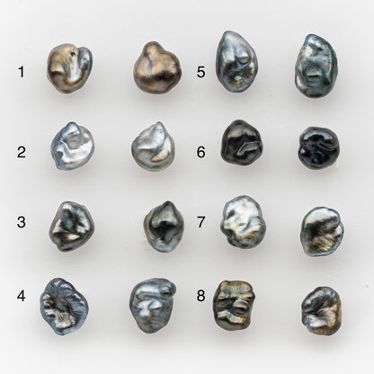 7x10mm Tahitian Keshi Pearl Pairs, Matched Loose Undrilled for Making Earring, Natural Color and High Luster, SKU # 2945TH