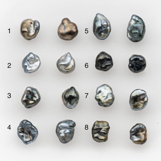 7x10mm Tahitian Keshi Pearl Pairs, Matched Loose Undrilled for Making Earring, Natural Color and High Luster, SKU # 2945TH
