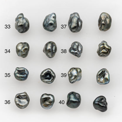 7x10mm Tahitian Keshi Pearl Pairs, Matched Loose Undrilled for Making Earring, Natural Color and High Luster, SKU # 2945TH