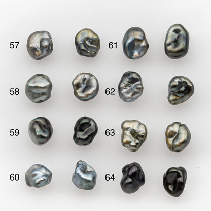 7x10mm Tahitian Keshi Pearl Pairs, Matched Loose Undrilled for Making Earring, Natural Color and High Luster, SKU # 2945TH