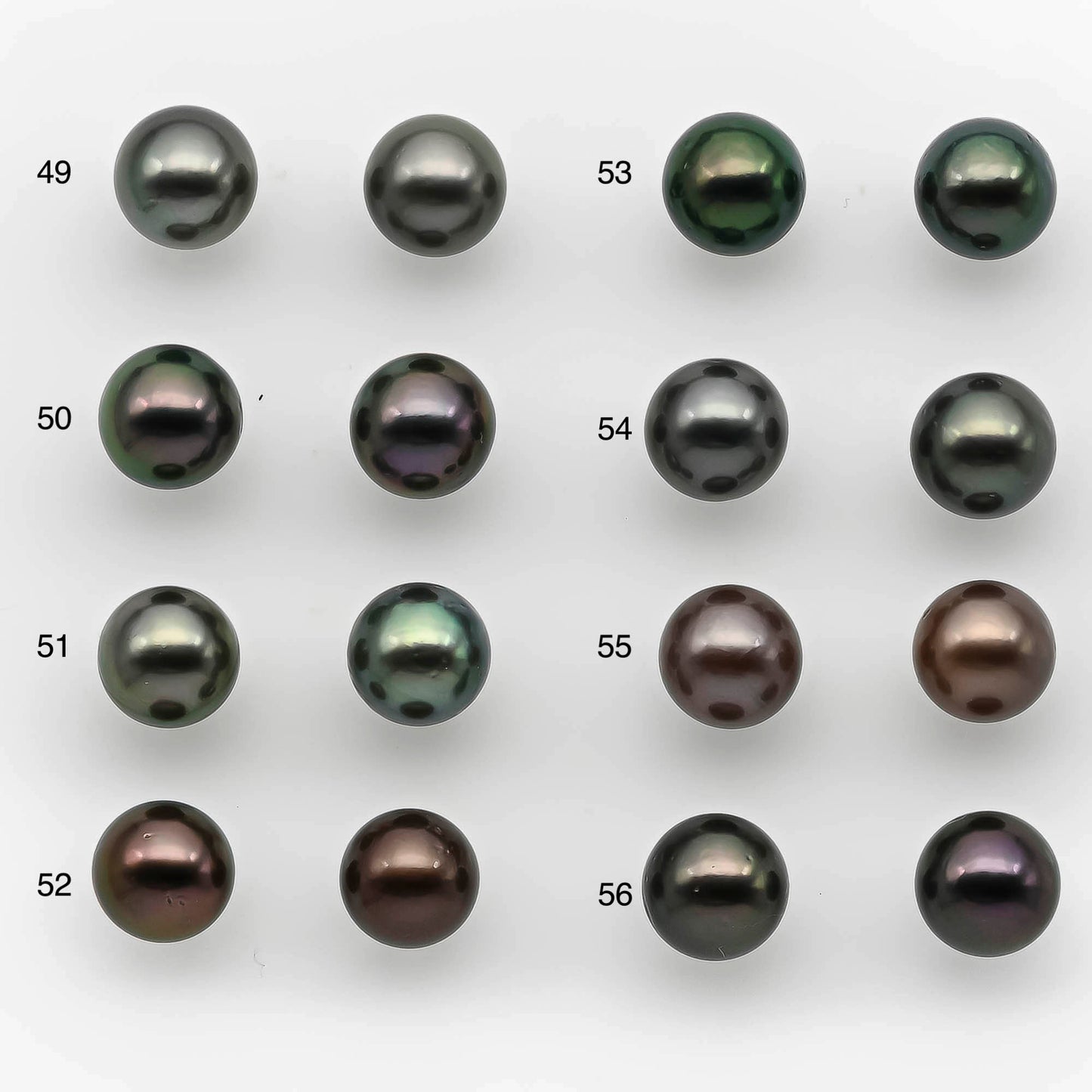 9-10mm Matching Pair Round Tahitian Pearl in Amazing Luster with Minor Blemish, Undrilled for Making Earring or Pendant, SKU # 2220TH