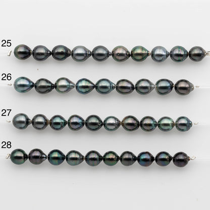 8-9mm Tahitian Pearl in Short Strand with All Natural Color with High Luster for Jewelry Making, SKU# 2234TH