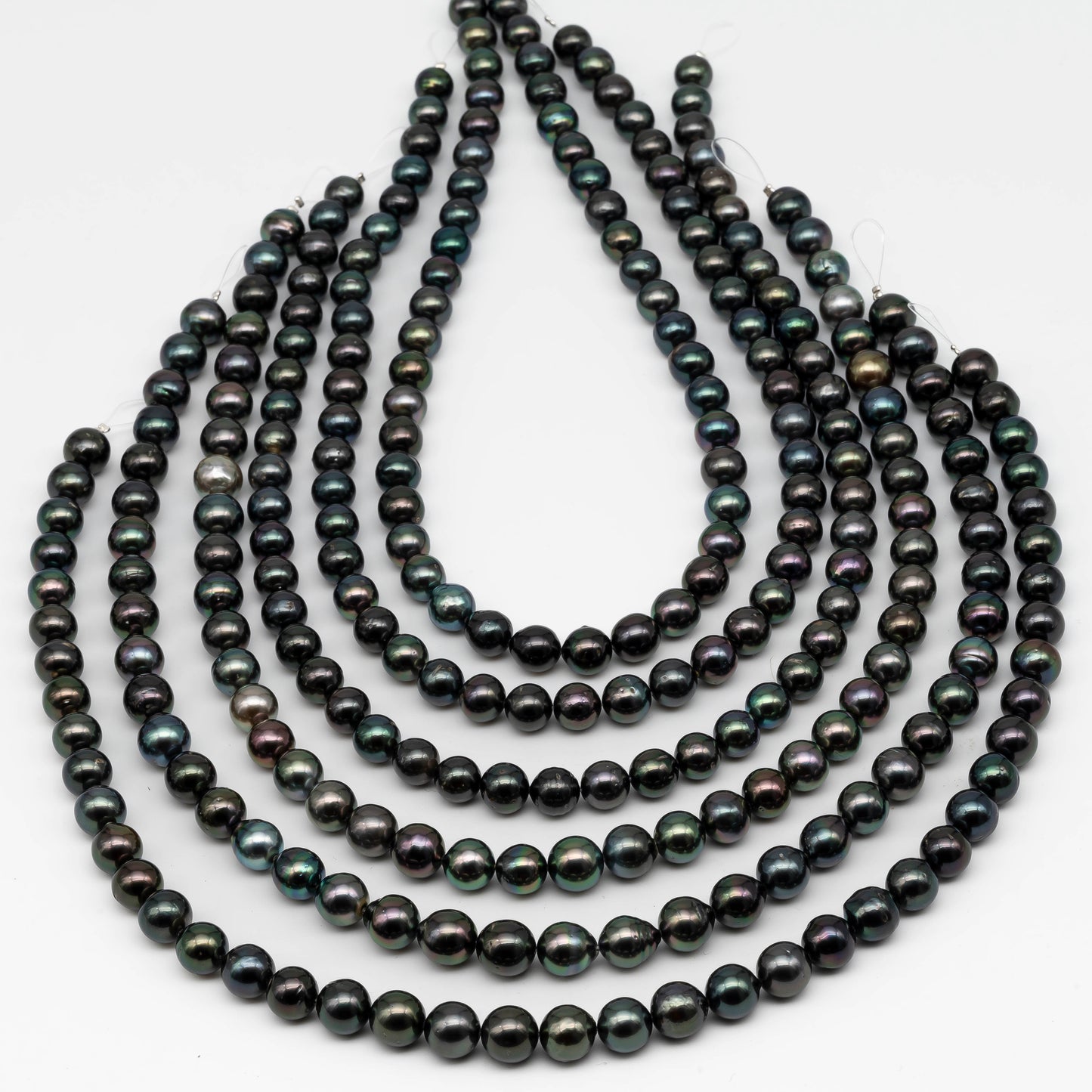 8-10mm Tahitian Pearl in Full Strand with All Natural Color with High Luster for Jewelry Making, SKU# 2258TH