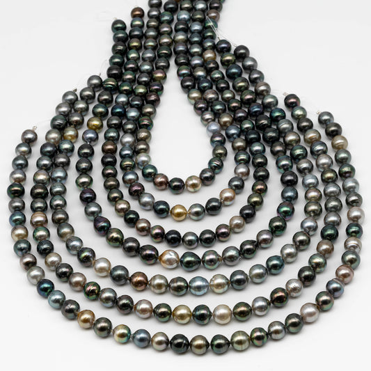 8-10mm Multicolor Tahitian Pearl Bead with High Luster, In Full Strand with Blemishes for Making, SKU # 2259TH