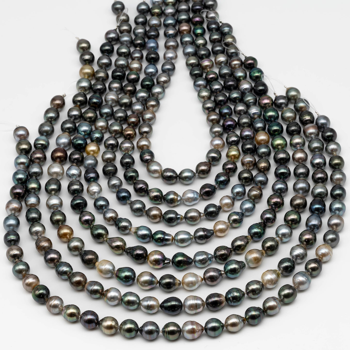 8-10mm Multicolor Tahitian Pearl Bead with High Luster, In Full Strand with Blemishes for Making, SKU # 2260TH