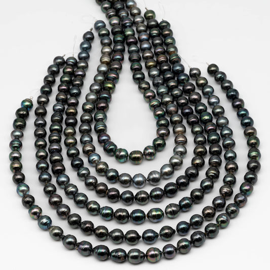 9-10mm Tahitian Pearl in Full Strand with All Natural Color with High Luster for Jewelry Making, SKU# 2261TH