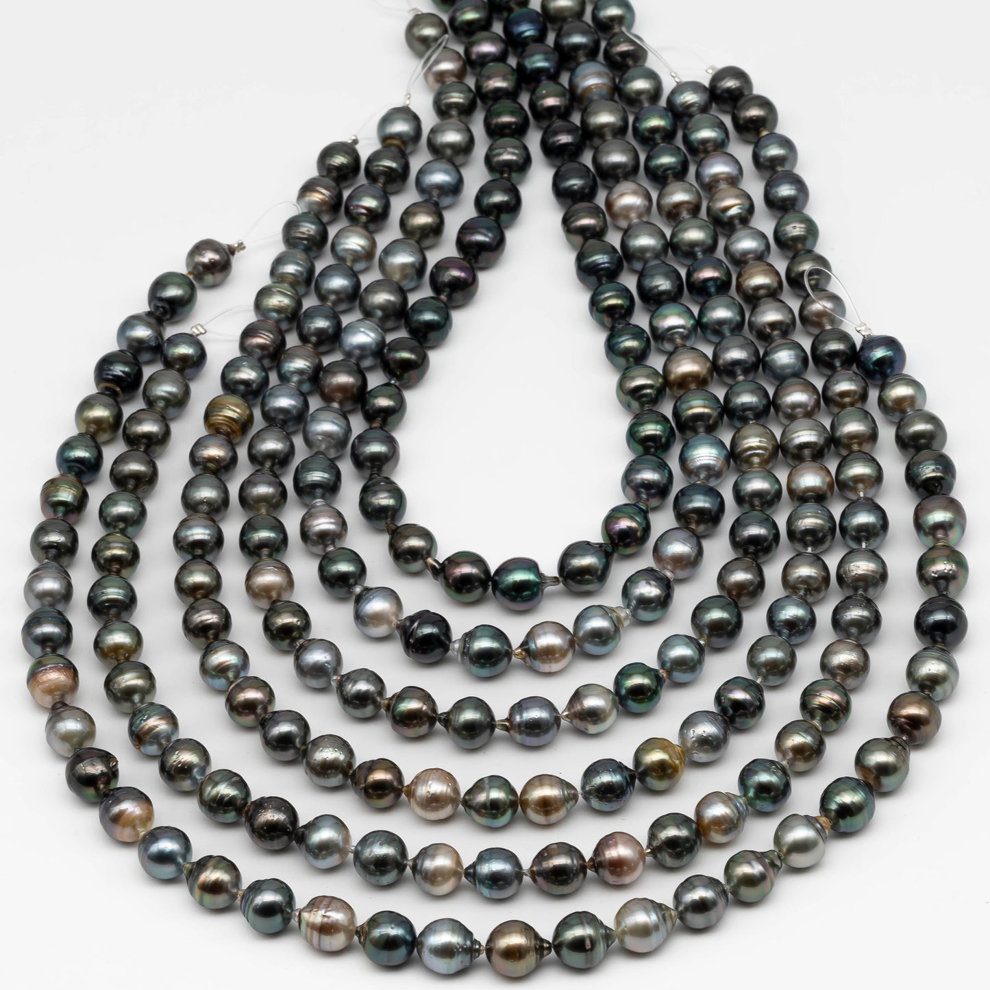 9-10mm Multicolor Drop Tahitian Pearl Bead with High Luster, In Full Strand with Blemishes for Making, SKU # 2262TH