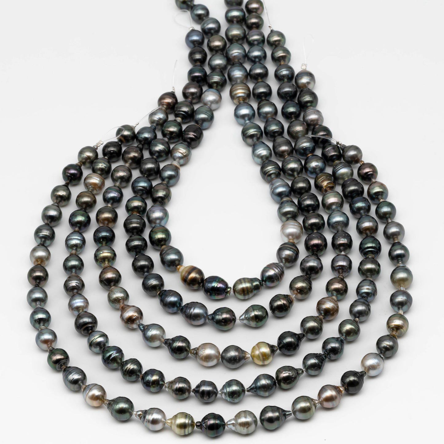 9-10mm Multicolor Drop Tahitian Pearl Bead with High Luster, In Full Strand with Blemishes for Making, SKU # 2262TH