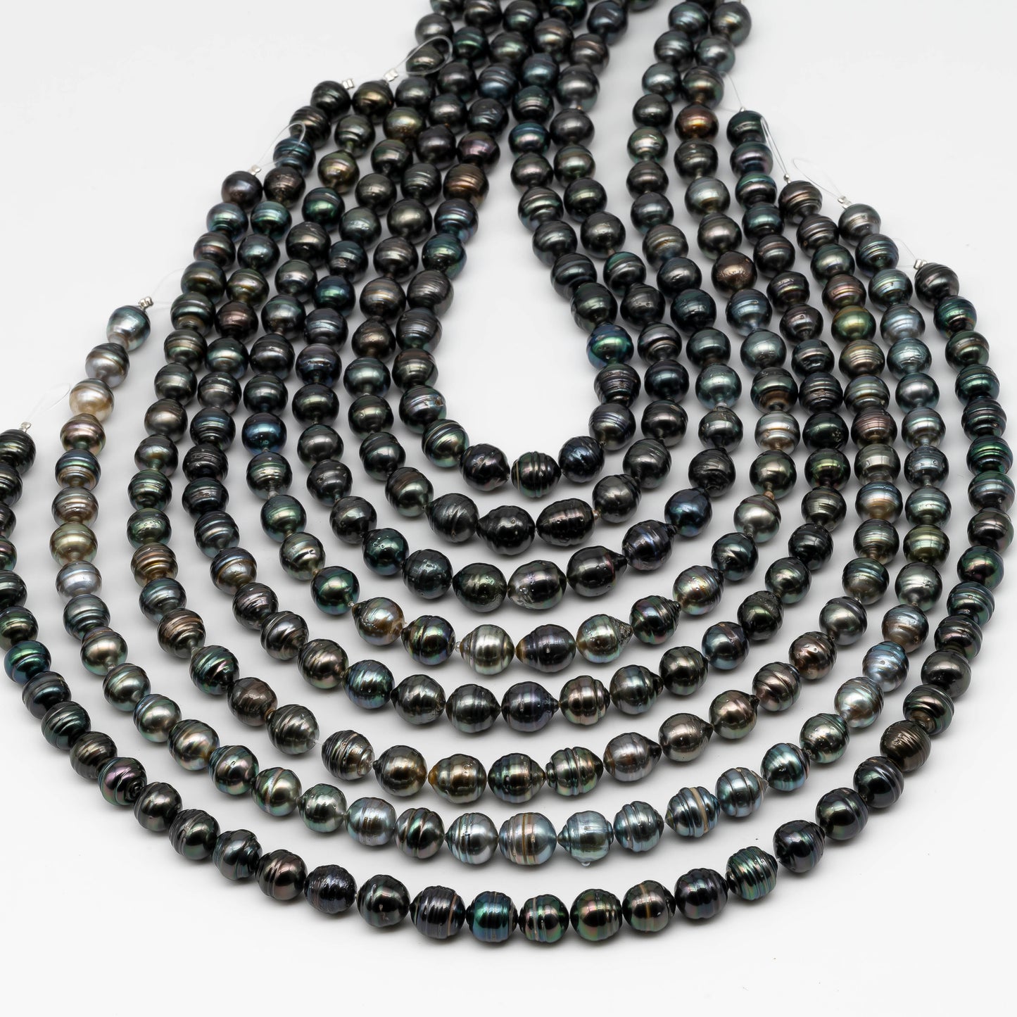 9-10mm Tahitian Pearl in Full Strand with All Natural Color with High Luster for Jewelry Making, SKU# 2263TH