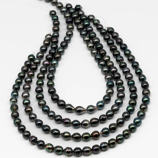 8-9mm Tahitian Pearl in Full Strand with All Natural Color with High Luster for Jewelry Making, SKU# 2266TH