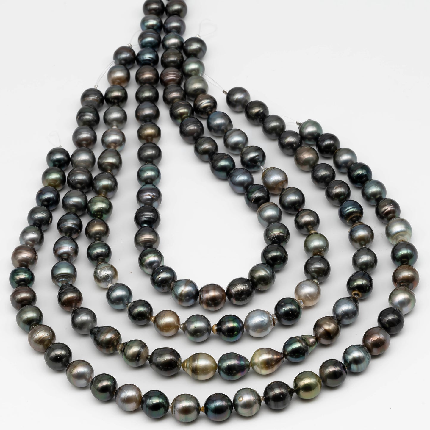 11-12mm Multicolor Tahitian Pearl Bead with High Luster, In Full Strand with Blemishes for Making, SKU # 2272TH