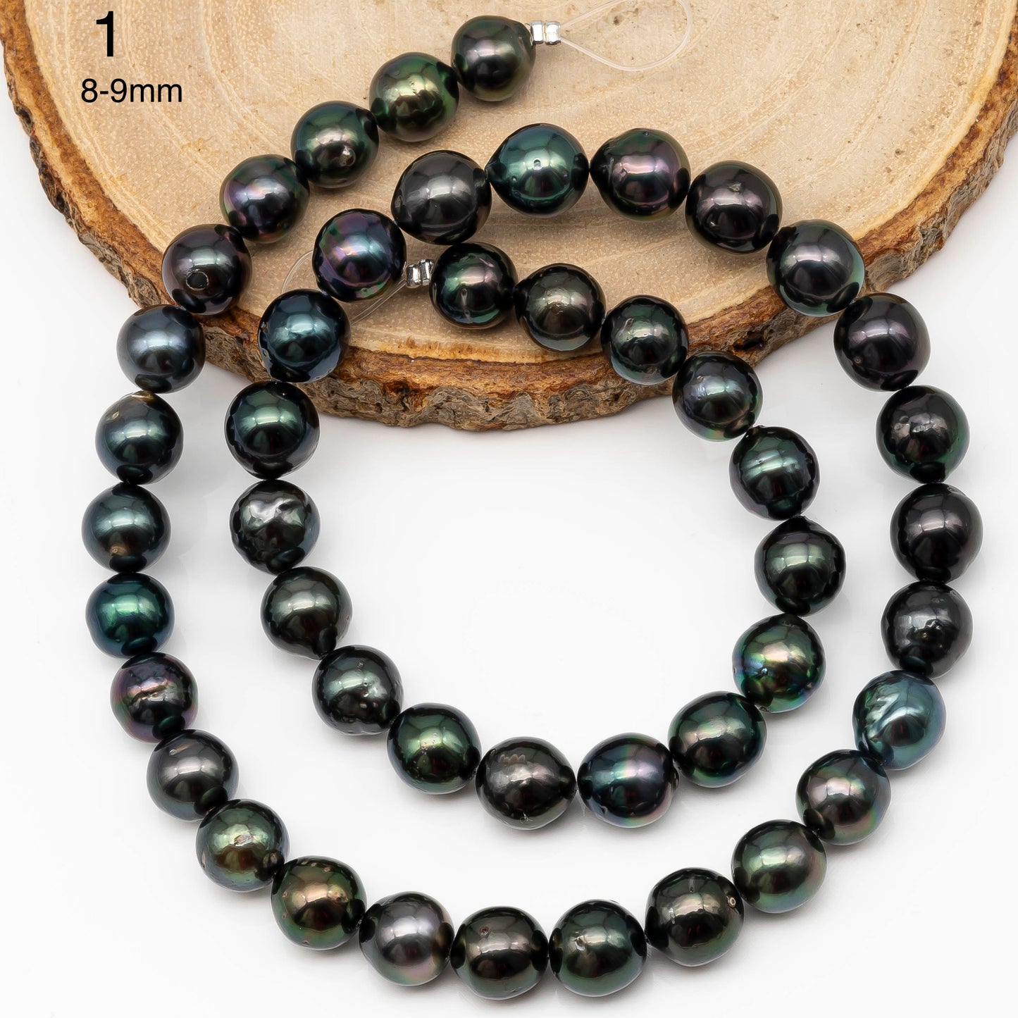 8-10mm Tahitian Pearl in Full Strand with All Natural Color with High Luster for Jewelry Making, SKU# 2258TH