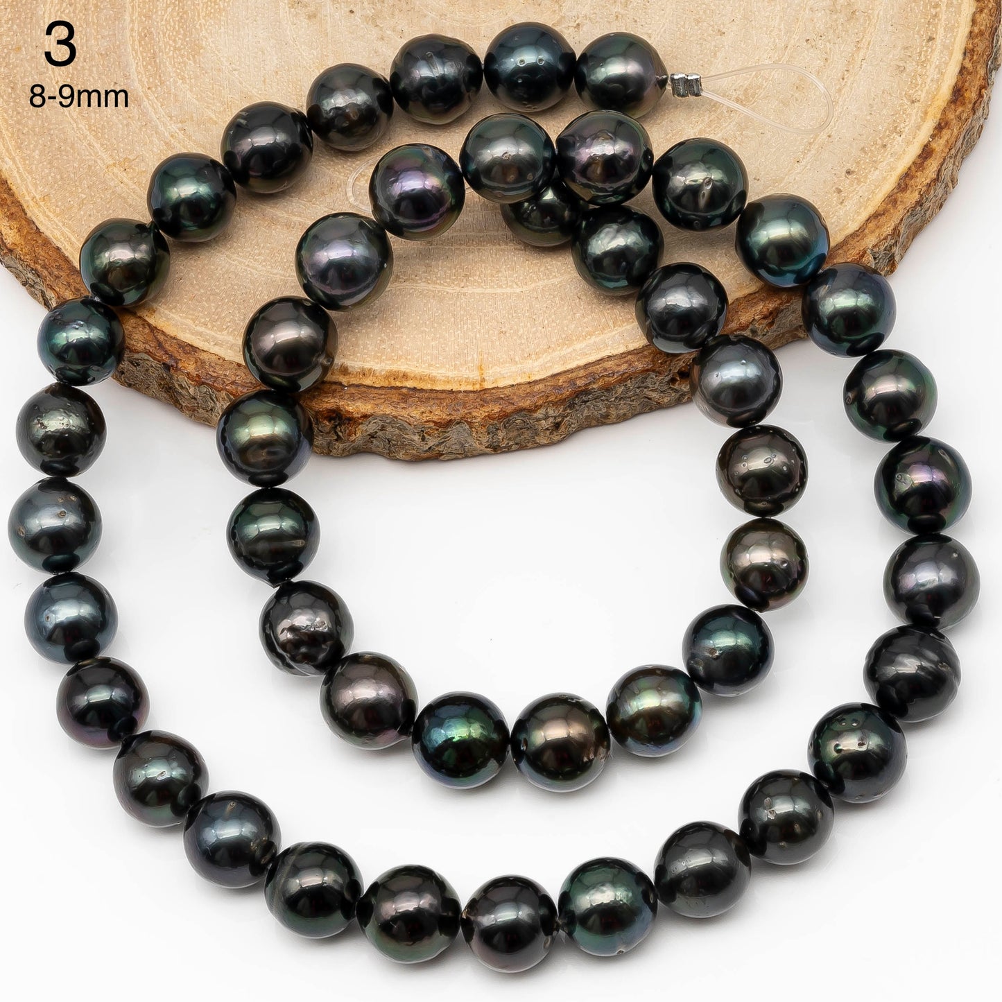 8-10mm Tahitian Pearl in Full Strand with All Natural Color with High Luster for Jewelry Making, SKU# 2258TH