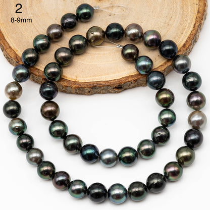 8-10mm Multicolor Tahitian Pearl Bead with High Luster, In Full Strand with Blemishes for Making, SKU # 2259TH