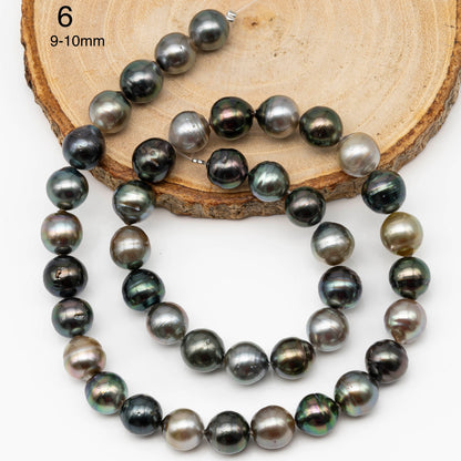 8-10mm Multicolor Tahitian Pearl Bead with High Luster, In Full Strand with Blemishes for Making, SKU # 2259TH