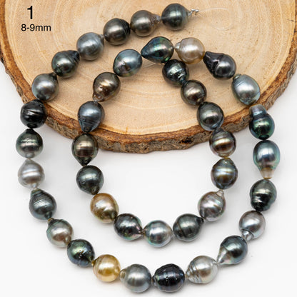 8-10mm Multicolor Tahitian Pearl Bead with High Luster, In Full Strand with Blemishes for Making, SKU # 2260TH