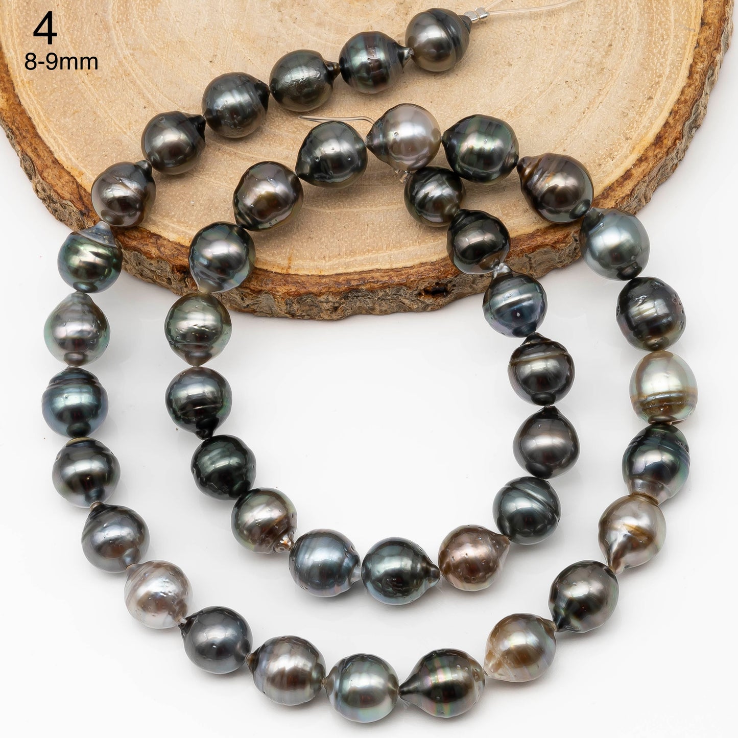 8-10mm Multicolor Tahitian Pearl Bead with High Luster, In Full Strand with Blemishes for Making, SKU # 2260TH